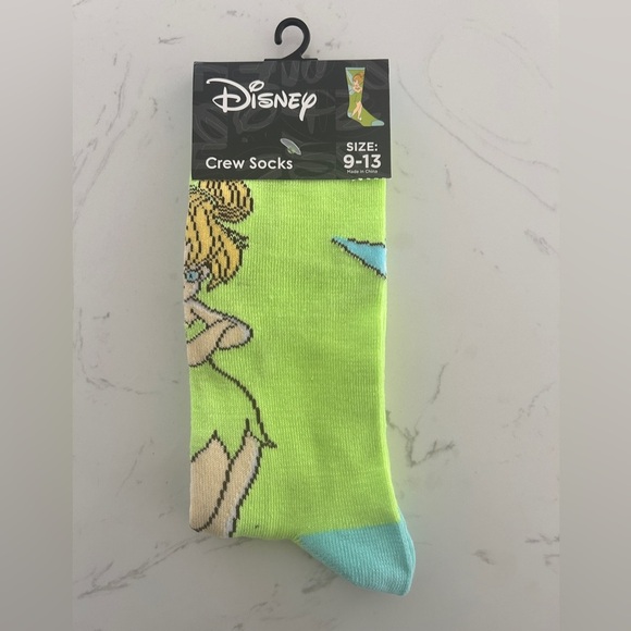 Disney Tinker Bell Crew Socks - Size 9-13, Unisex - NWT - Picture 1 of 4